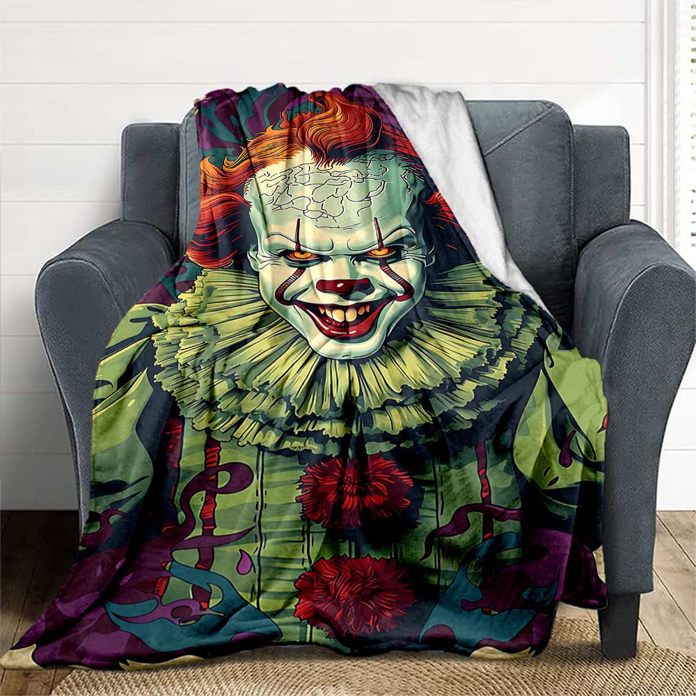 1PC Clown Horror IT Outdoor Flannel Throw Blanket - HD Printed Lightweight Soft Warm All-Season Blanket for Sofa, Bed, Travel - Machine Washable106
