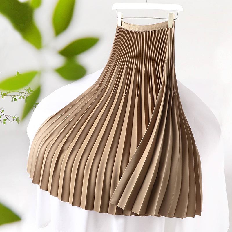 2026 Spring Pleated A-line Midi Skirt One Size