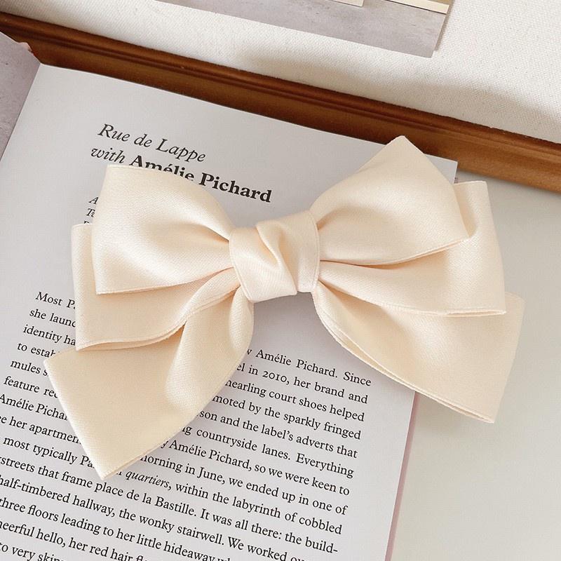 Satin solid color bow hair clip women Korean fashion duckbill clip hair clip hair accessories