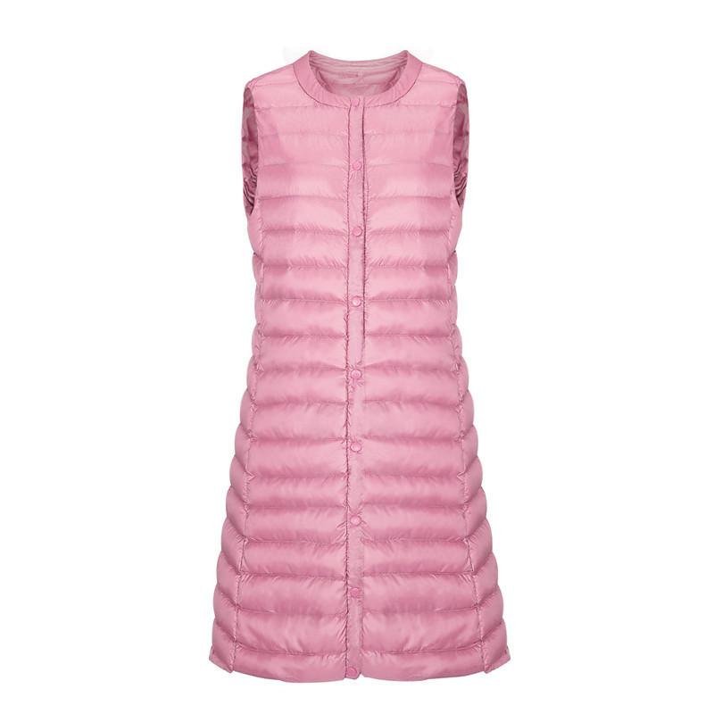 New light down jacket women's medium and long loose and thin versatile vest jacket vest buttons trendy