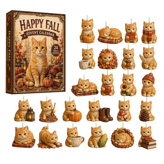Christmas Tree Decor 24 Days Advent Calendar 2026, 2D Acrylic Reading Cats/Dogs/Forest Animals Ornament Countdown Calendar, Cute Pet Pendants for Xmas