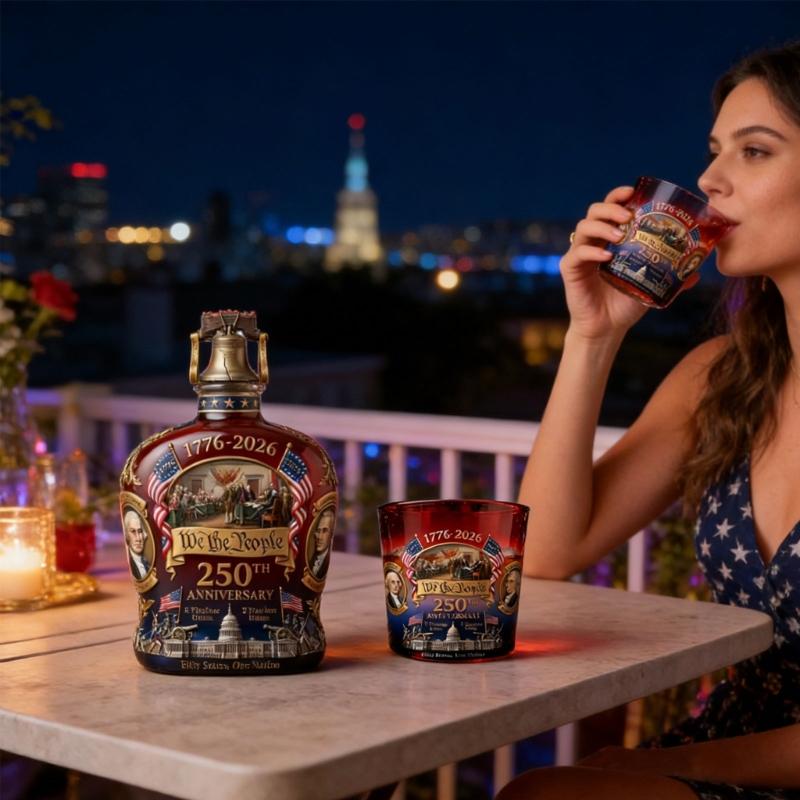 250th Anniversary American Whiskeys Decanter Set With Patriotic Designs For Collectors And History Enthusiasts