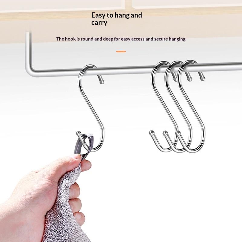10Pcs Stainless Steel Metal S-Shaped Hooks Multi-Purpose Clothing Hanging Hooks