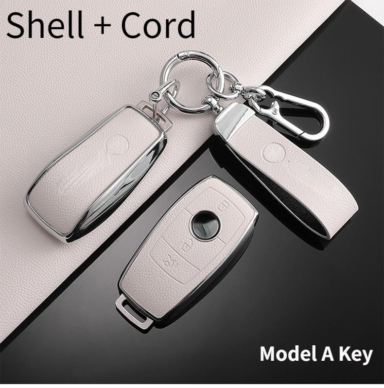 For Mercedes-Benz TPU Car Key Cover E-Class/Class E300L/C260L/A200L Car Key Decorative Leather Pattern All-Pack Protective Case