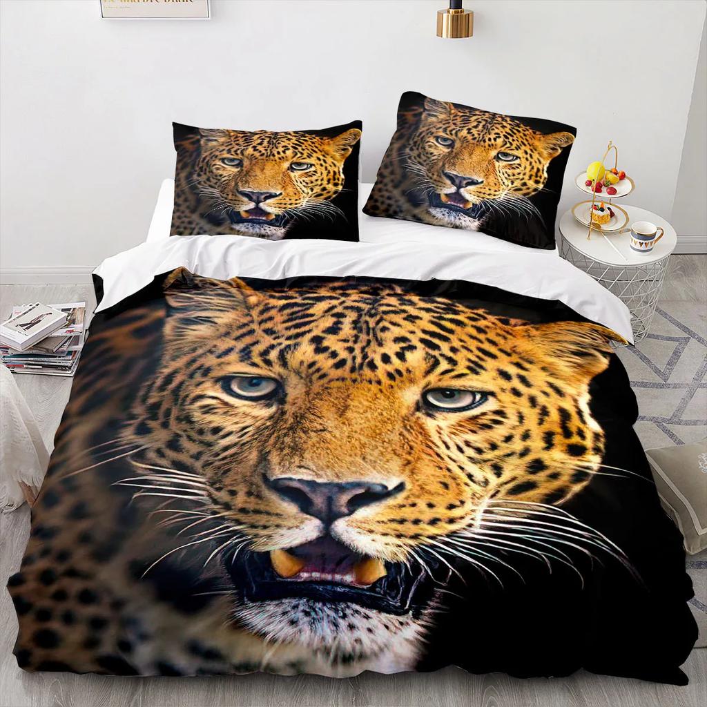 Leopard Soft Duvet Cover King Quen Sized Dimensions Brown Chetah Beding Set for Children Kids Tens Adult Peoples Wild Animal 2/3pcs Polyester Warm