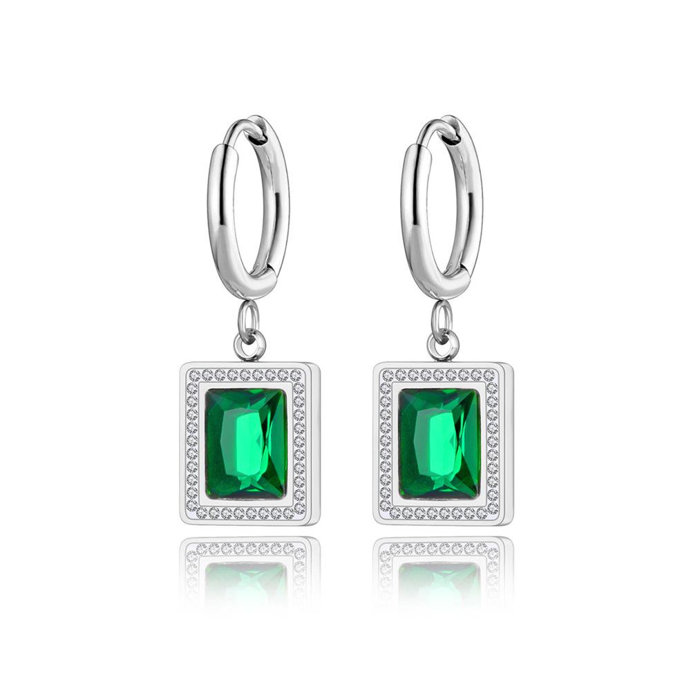 Lokaer Stainless Steel Geometric Square Hoop Earrings Sparkling Cubic Zirconia Crystal Earrings Jewelry For Women