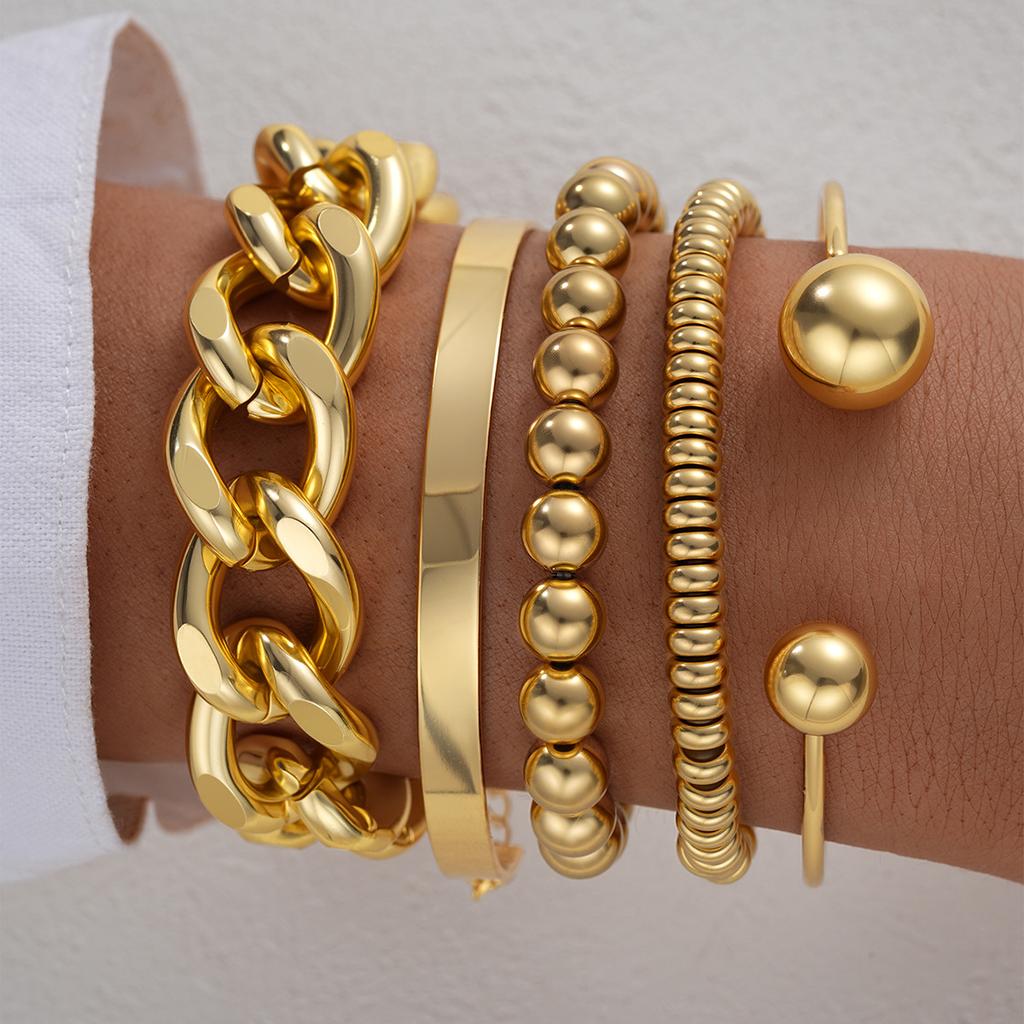 Punk Bracelet For Women 2026 Girls Bracelets & Bangles Set Simple Large Chain Bracelet Hand Ring Fashion Jewelry Accessories New