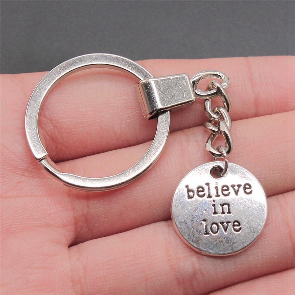 Encouragement Letter Om Yoga Tags Pendant Antique Bronze Metal Keychain with 30mm Ring for Family