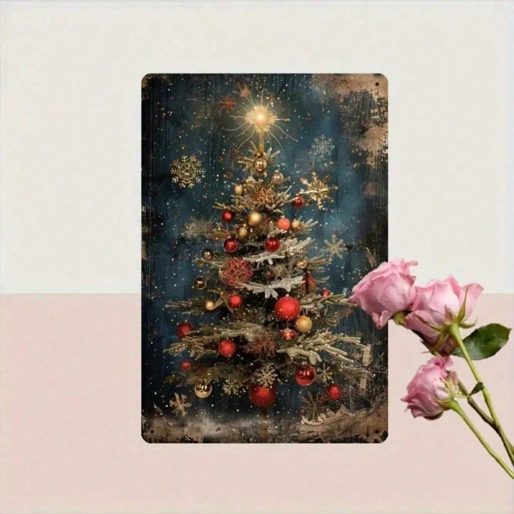 Vintage Tree Metal Tin Sign 8x12 Inch Wall Decor Home Store Country Style Holiday Ornament