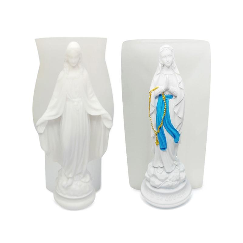 3D Retro Virgin Mary Sculpture Silicone Mold Diy Classical Cake Chocolate Mold Fortune Soap Mould for Godmother Gift