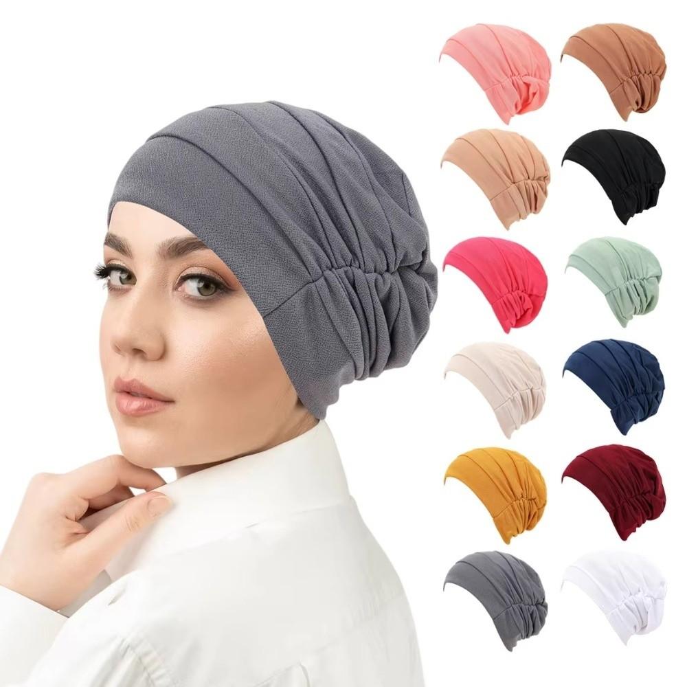 Vintage Hijab Caps Elastic Islamic Headband Comfortable Twist Knot Turban Hat Women Headwear