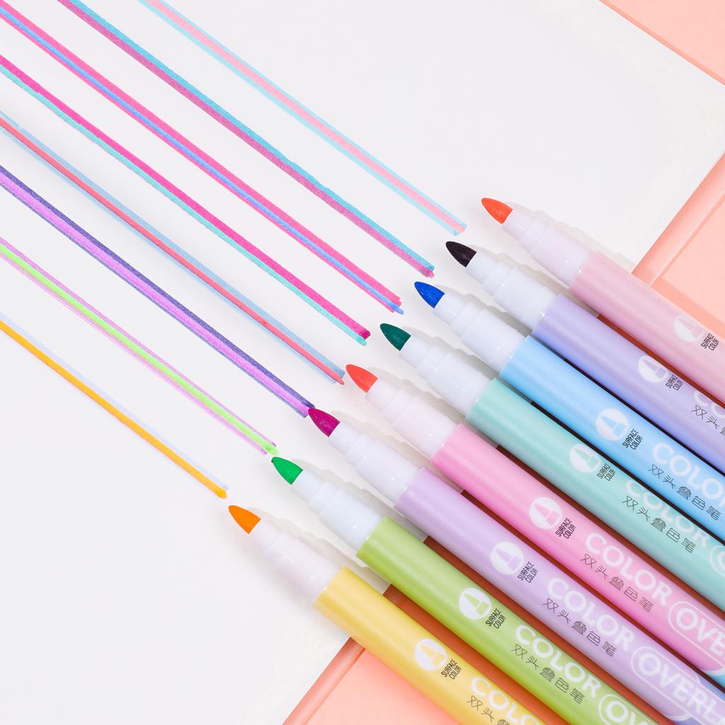 8pcs Double-ended Magic Color Changing Highlighter Pen Set, Student Diary Scrapbook Painting DIY Making, Classroom and Office