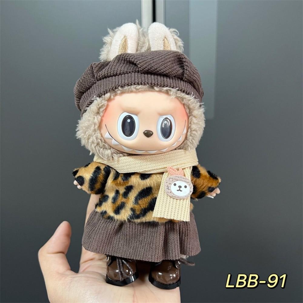 Cute Clothes for Labubu Doll Overalls Knitted Skirt Lace Trim Hats Casual Wear (not Labubu)