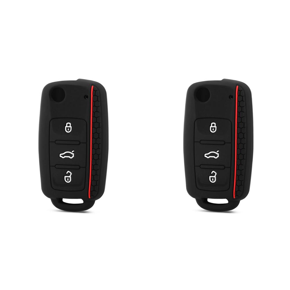 

Silicone Car Key Protection Shell Bag 3 Buttons Car Remote Key Fob Car Key Cover Case Shell for VW Polo Phaeton Skoda Seat Bora