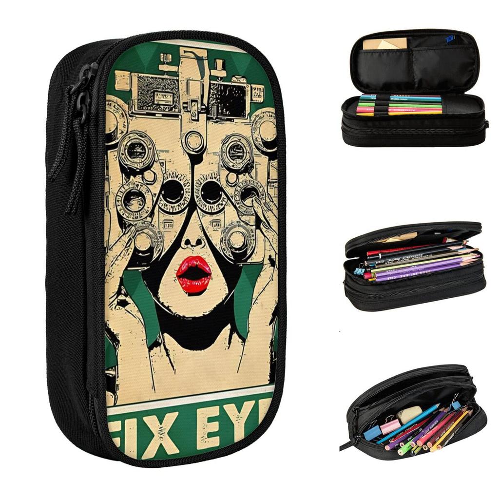 Cool Pencil Case Eye Exam Pencil Box Back To School Pencil Cases Girls Boys Zipper Graphic Stationery Organizer