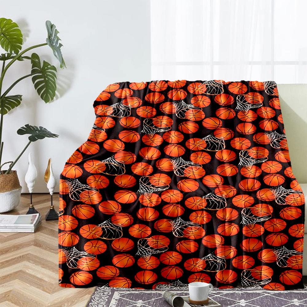 Basketball Theme Printed Blanket - Perfect for Couch, Bed, Travel & Outdoor Use | Machine Washable, Cozy & Durable.