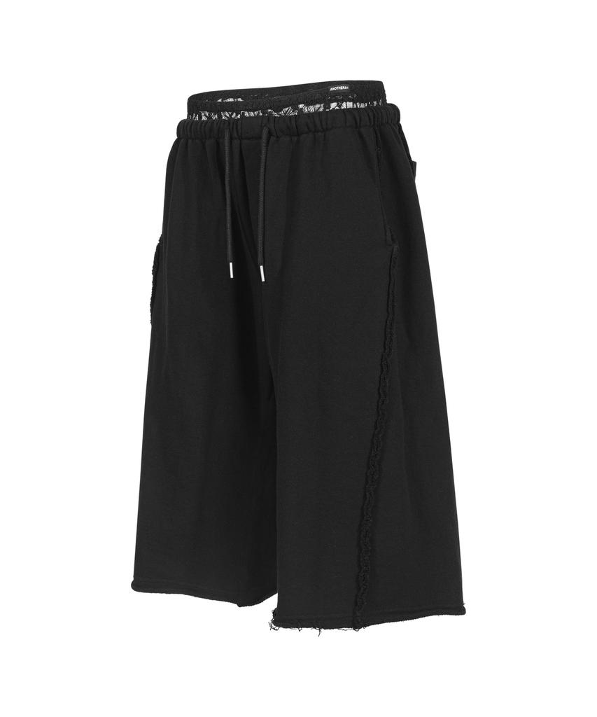 ANOTHER A Lace Layered Bermuda Shorts_Black