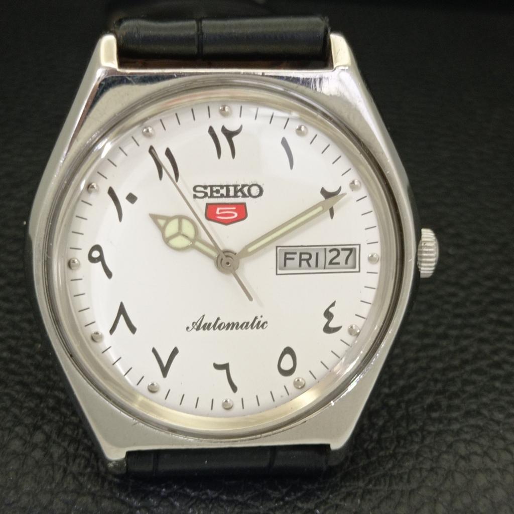 AUTOMATIC VINTAGE SEIKO 5 JAPAN 6309A MENS ARABIC WHITE DIAL WATCH a701221-5 R206a-a701221