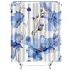Blue Floral Shower Curtain for Bathroom - Waterproof and Durable Design Easy to Clean and Decorate Your Space Complimentary hook