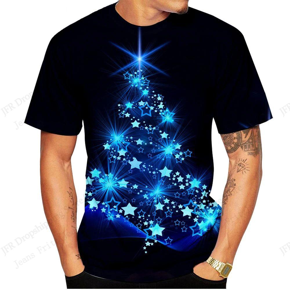 Men's Christmas Funny Santa Claus 3D Printed T-Shirt, Men's Fashion Hip-Hop Casual Short-Sleeve Top