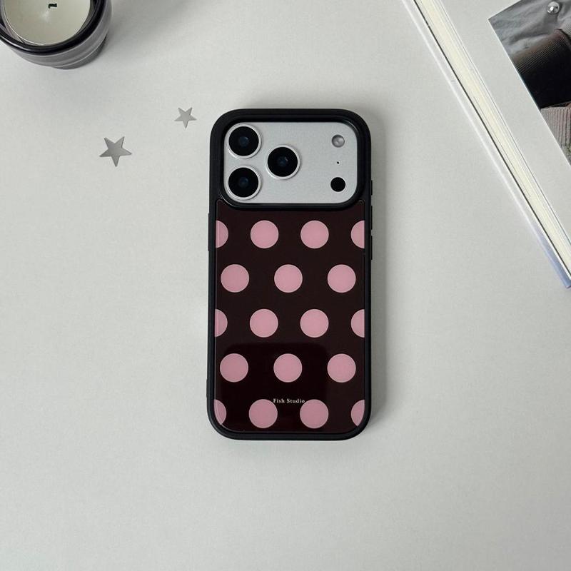 

Модный INS Простой Розово-Коричневый В Горошек Чехол-Бампер Для iPhone 17Air 16Pro 15 14 13 12 ProMax 11 Plus Защитный Чехол For iPhone 16