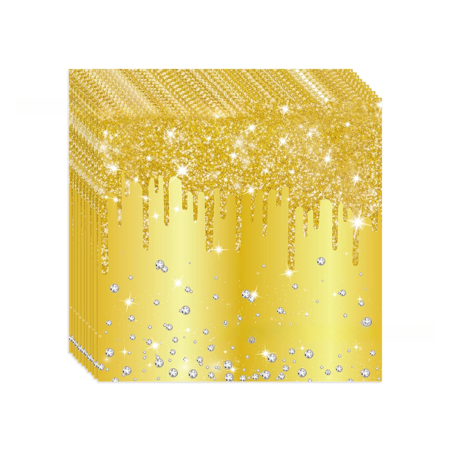 

20pcs Colored Diamond Gold Plated Rose Gold Purple Gold Party Birthday Disposable Meal Paper Cup Tissue Party Supplies Set