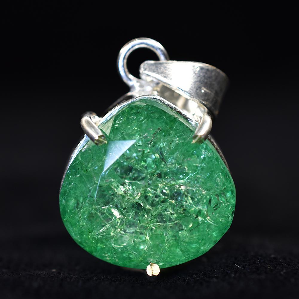 Beautiful Natural Emerald 41 Ct 925 Sterling  Silver CERTIFIED Pear Gems Pendant MY.PD-174-NS