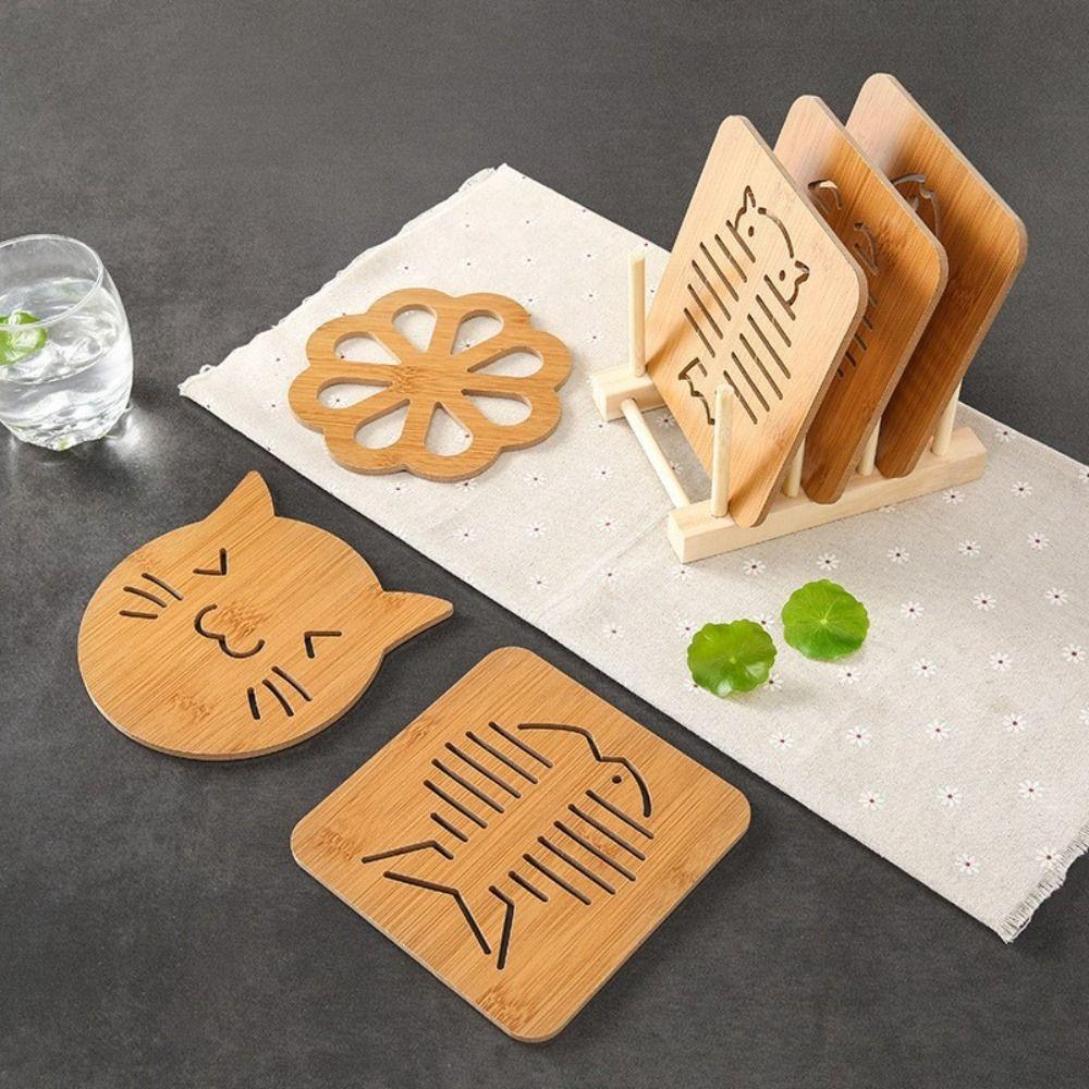 Creative Wooden Insulated Coaster Thicken Non-slip Cup Mat Multifuntional Portable Table Mat Home Decoration