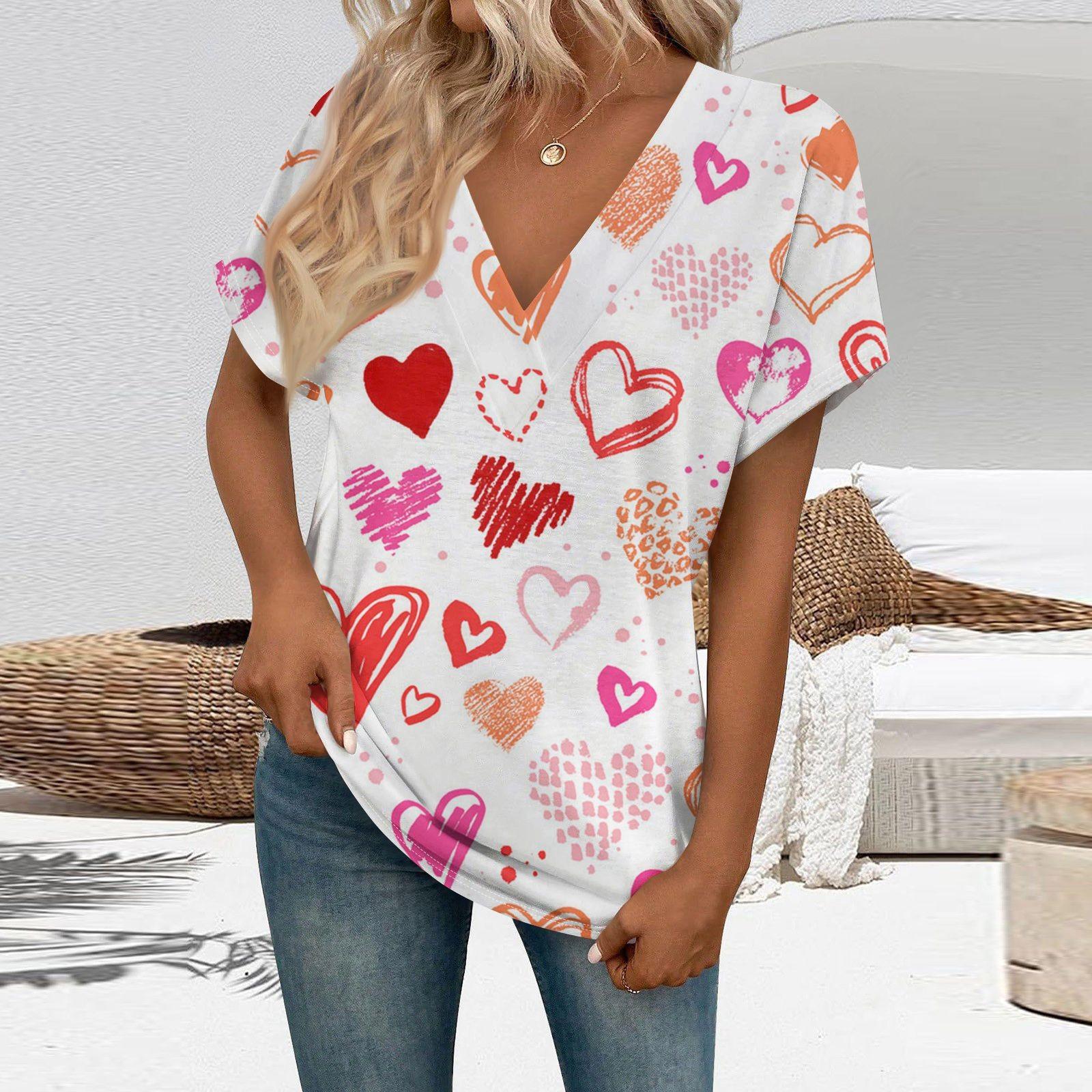 

Футболки с коротким рукавом, футболки с v-образным вырезом, женские модные топы, модные легкие, мягкие повседневные летние наряды M киноварь