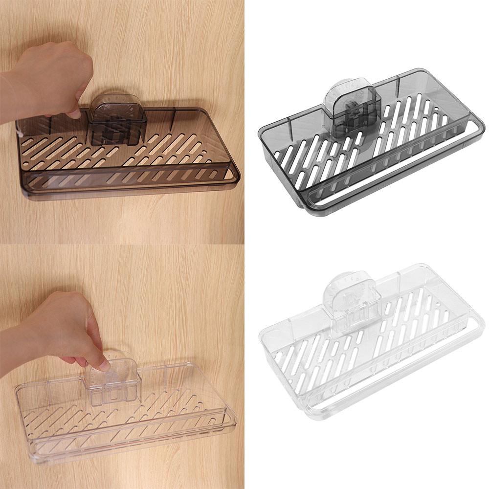 No-Drill Suction Cup Shower Shelf Transparent Wall-Mounted Storage Holder  Kitchen
