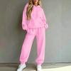 Women's Casual Loose Fit Lined Hoodie and Track Pants Two Piece Set