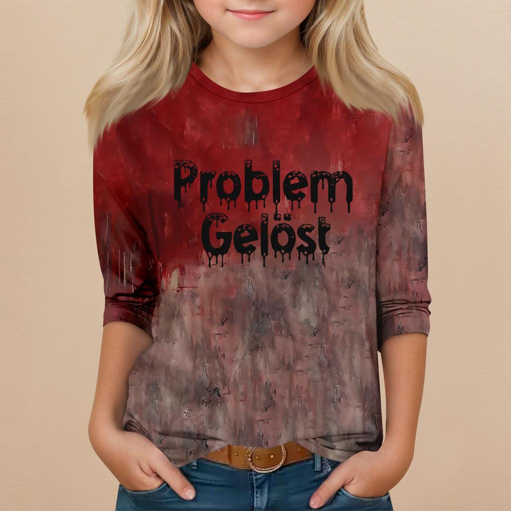 Children's 3/4 Sleeve Round Neck Top Halloween Printed Everyday Casual Top