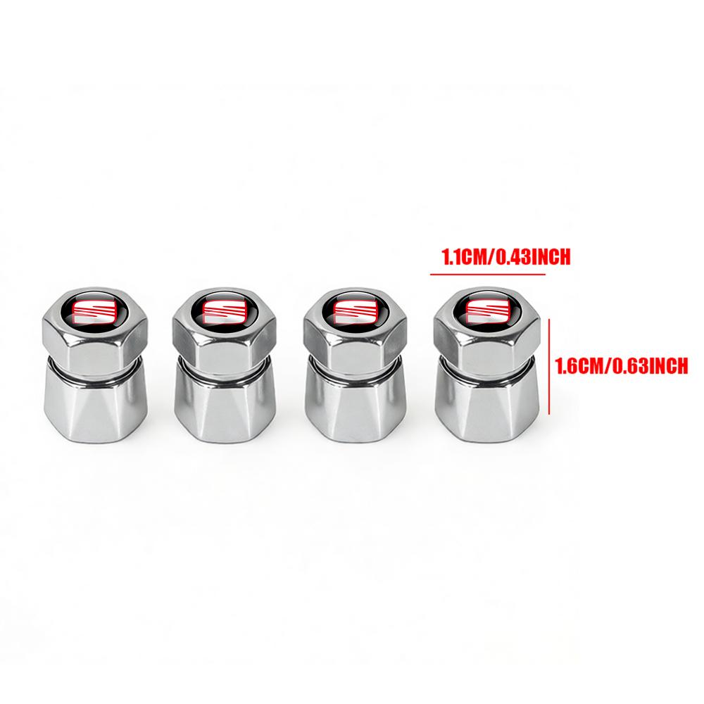 Wzbn2 4Pcs Car Decoration Wheel Tire Valve Caps Cover Badge For SEAT Ibiza Cupra FR Racing Arona Ateca Altea Arosa E-Racer Formentor