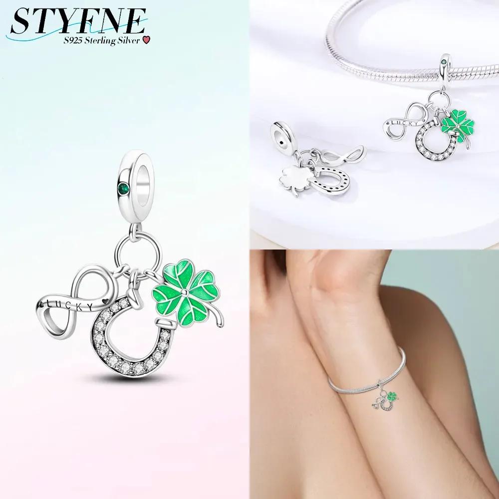 Copper Original Four-Leaf Clover Seven-Spotted Ladybug U-Shaped Horseshoe Pendant Beads Fit Bracelet Women Diy Fine Gift