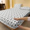1 Simple Modern Geometry Printed Matte Fitted Sheet, Bedroom Printed Bed Cover, Bedding (Excluding Pillowcases)