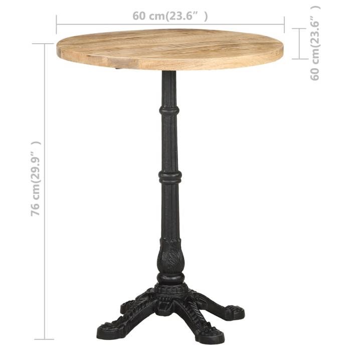 VidaXL Bistro Table Ø60x76 Cm Raw Mango Wood
