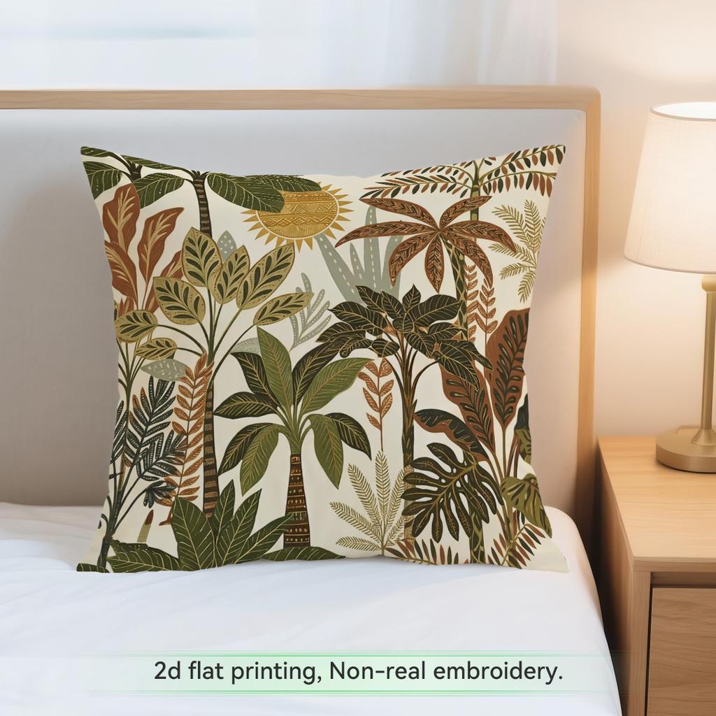 1pcs Tropical Plant Illustration Cushions Pillowcase Polyester Cushion Cover Throw Pillow Pillowcover Home Car Sofa Decor