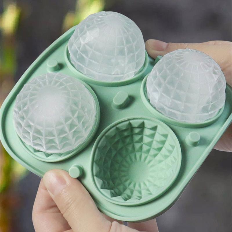 Ice Cube Tray for Freezers 4 Grid Silicone Molds Square Round Ice Makered for Whiskeys Cocktails Bar Tool Easy To Release