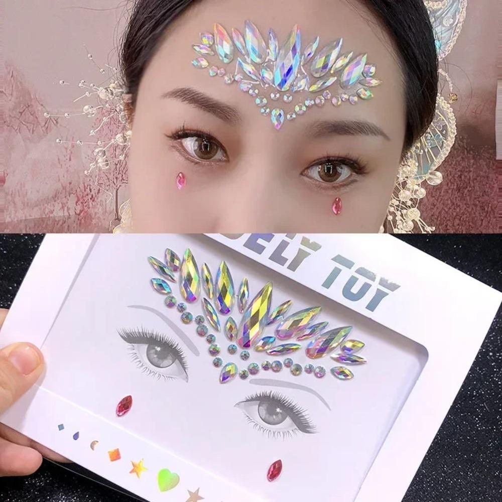 New Crystal Facial Eyebrow Sticker Eye Stickers Forehead Face Sticker Acrylic Gem Temporary Tattoo Party Rhinestone Makeup Tools