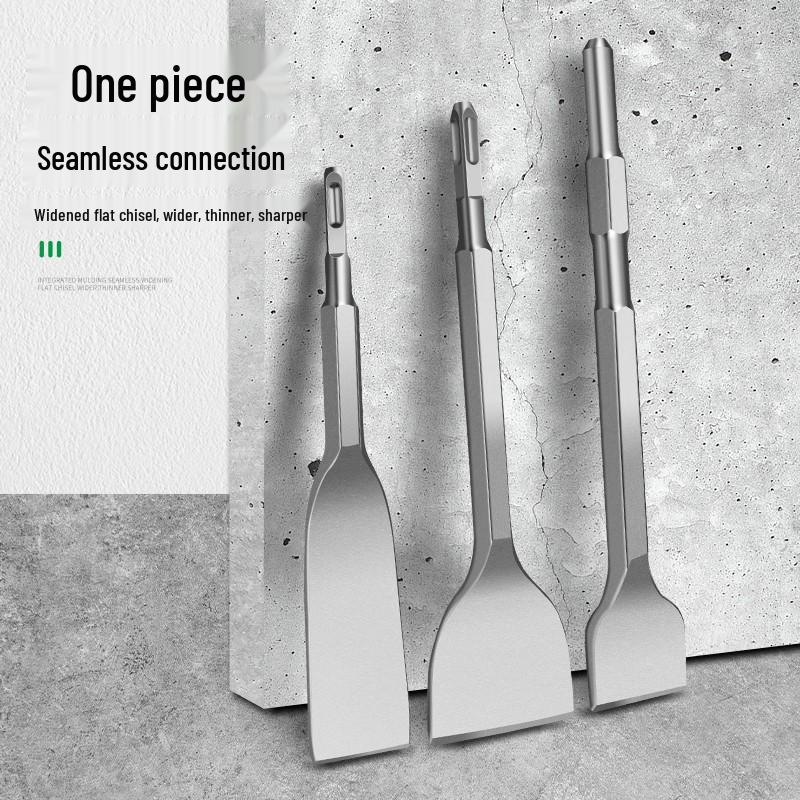 Electric Hammer Drill Bit Set: Square/Round/Hex Shanks, Ultra-Thin Flat/Point Chisel, Shovel, Slotted Wall-Cutting Chisel Head.