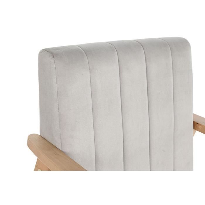 Fauteuil - Naturel Gris Beige - 63 x 68 x 81 cm - Pin - Blanc