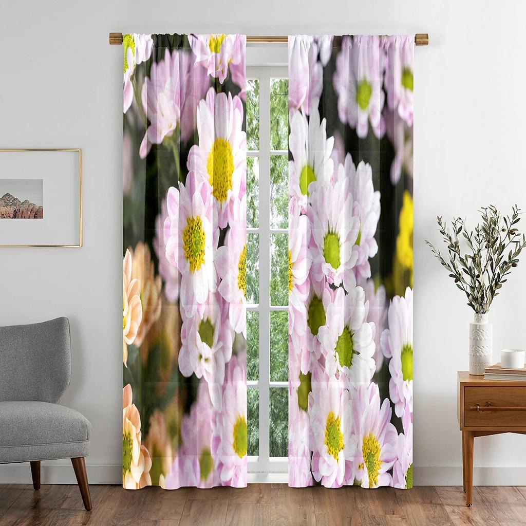 Daisy Flower Blackout Curtains for The Bedroom Window Fabric Curtain for Living Room Left and Right Biparting Open High Shading