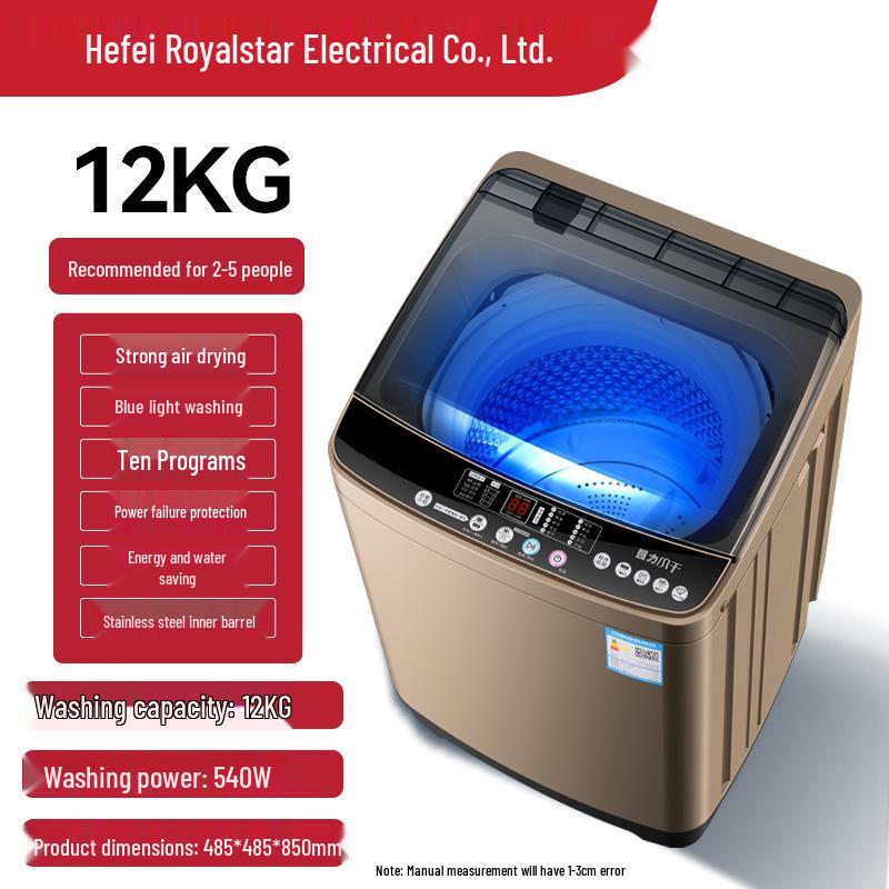 10kg Fully Automatic Washer-Dryer with Compact Pulsator for Households and Rentals