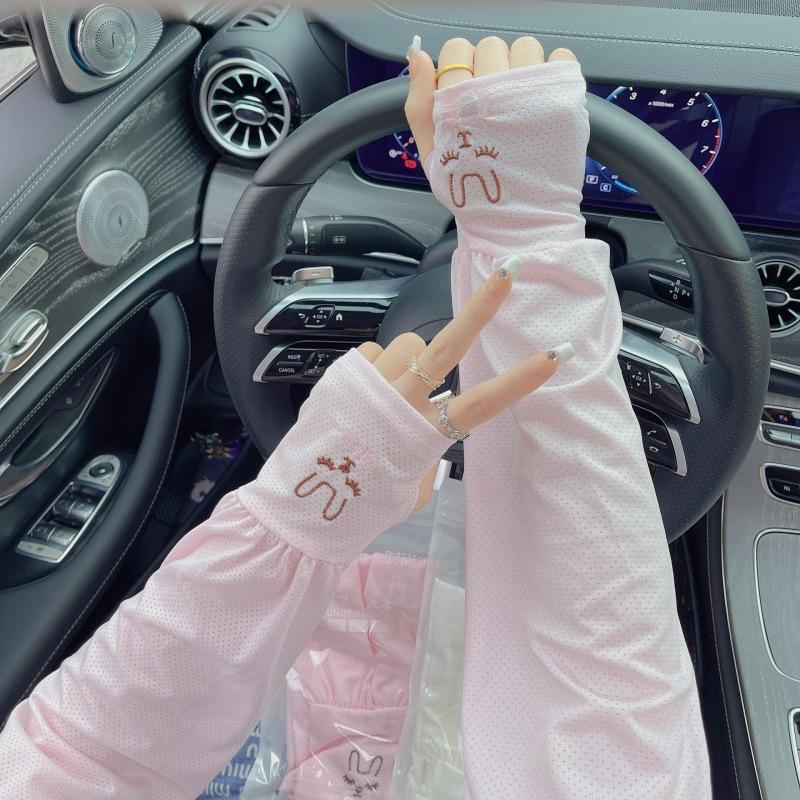 Summer Ice Silk Sun Protection Sleeves Outdoor Driving UV Protection Rabbit Ice Sleeves Women s Loose Arm Protection Sleeves