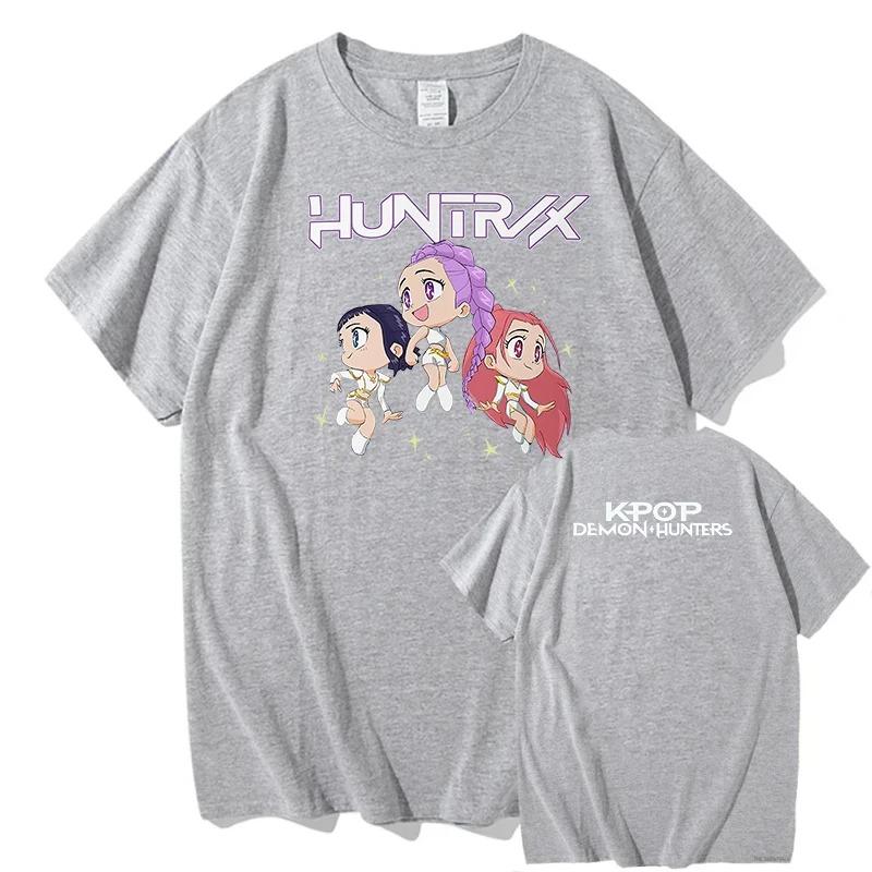 Trend Loose Tops Unisex Street Hip Hop Fashion Casual T-Shirt Anime K-Pop Demon Hunters Tees Harajuku O-neck Casual Shirt Gift