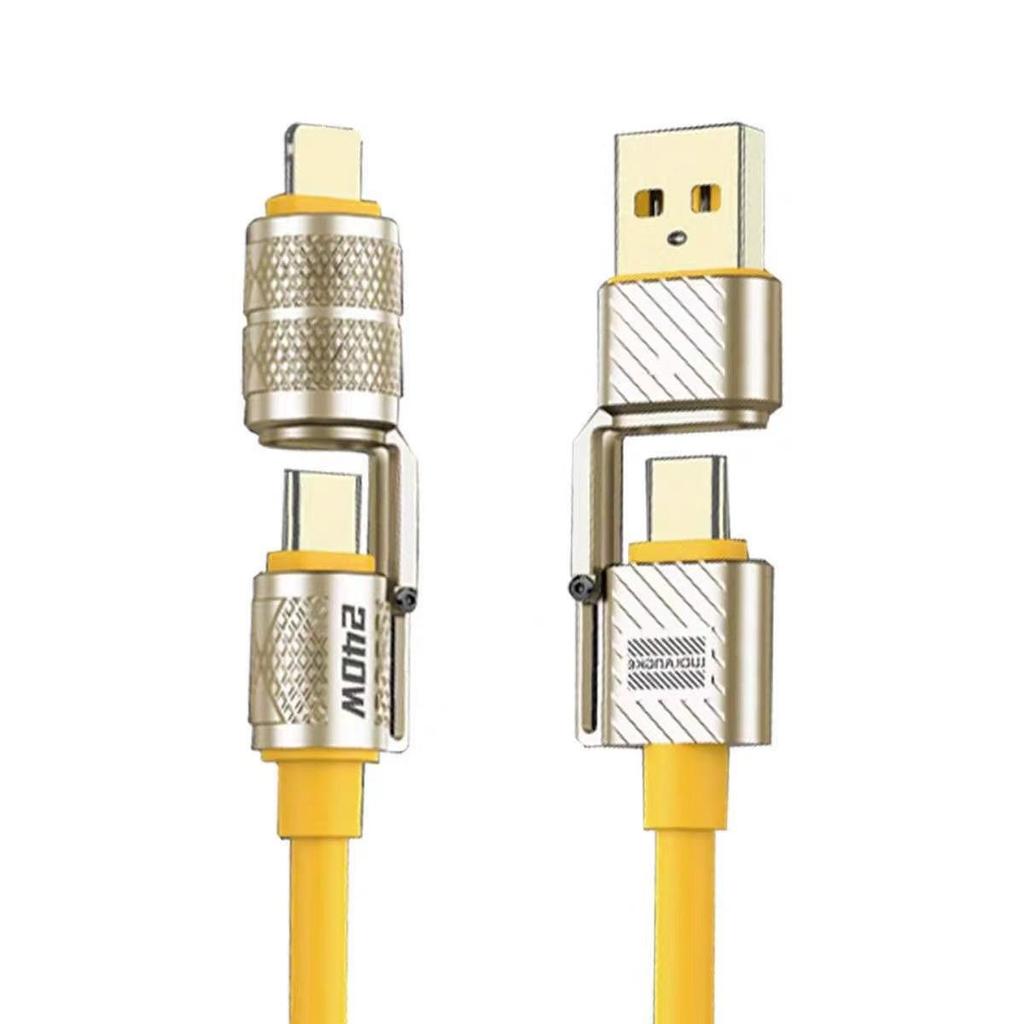 240W Zinc Alloy 4-in-1 Super Fast Charging Cable for Android, Apple, Huawei, and Type-C