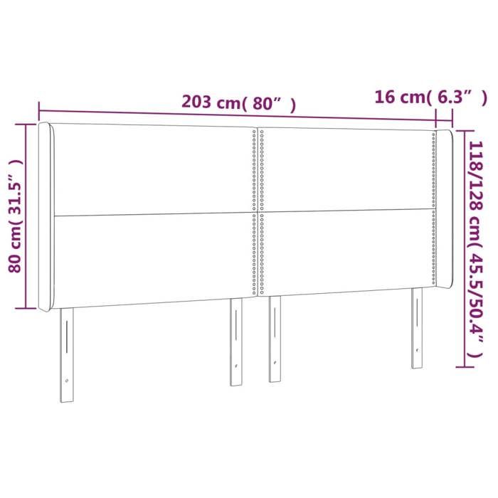 VidaXL Tête de Lit à LED Meuble de Chambre à Coucher Accessoire de Lit Double Tête de Cadre de Lit Intérieur Gris Clair 3123974