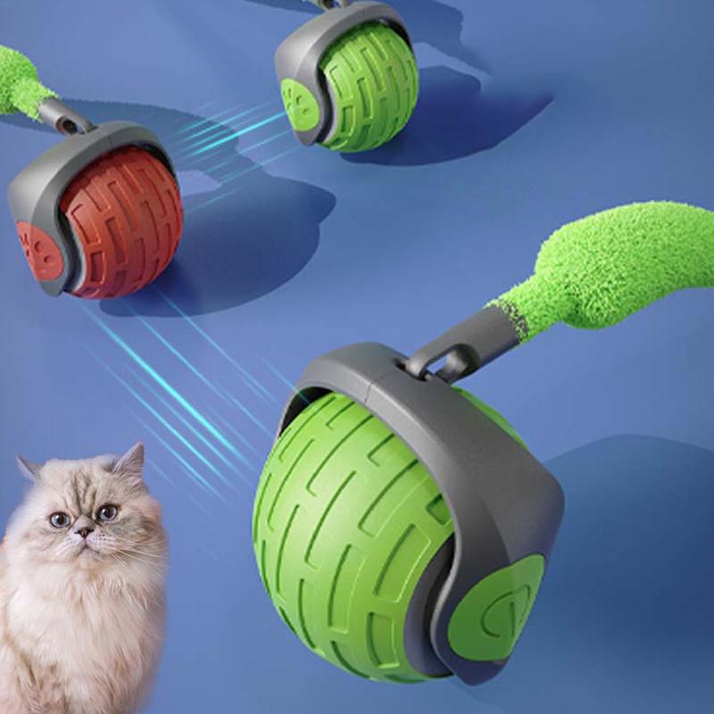 Cat Interactive Toys Automatic Rolling Ball with Faux Tail Rechargeable Smart Electric Pet Toy Dog Cat Teaser Training Supplies