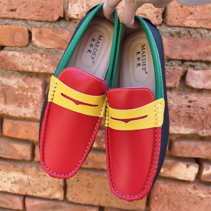 Pánské mokasíny Ručně vyráběné Boty z pravé kůže Ležérní řidičské ploché boty Nazouvací mokasíny Pánské Smíšené barvy Velikost 48 Pánské boty