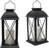 2 Pack Outdoor Solar Lanterns 12' Waterproof Vintage Flameless Candle Lanterns for Patio Garden Party